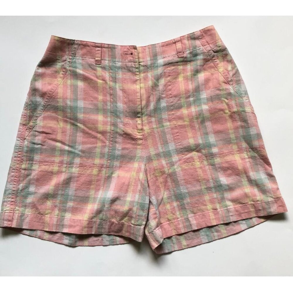 Jones New York Sport, Pastel Plaid, Linen/Cotton blend, shorts, Size:8P